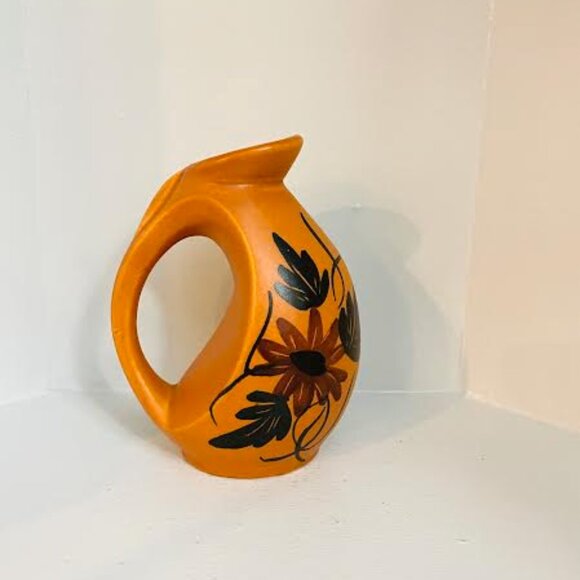 Vintage Mid Century Modern Israeli Kernat Pottery Pitcher Vase,  Hand Painted - Picture 8 of 8